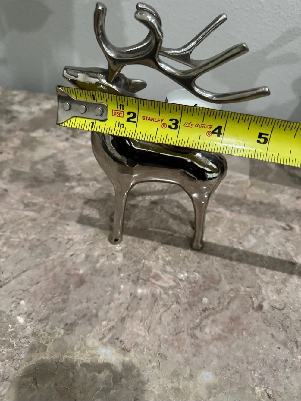 Polished chrome reindeer tea light candle Holder weighted 7.5” tall